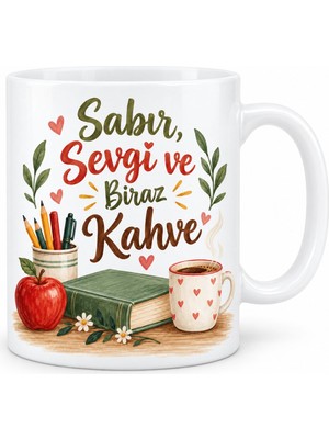 Bezos Sabır Sevgi Kahve Tasarımlı Porselen Kupa - Model 467