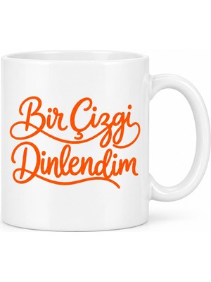 Bezos Bir Çizgi Dinlendim Tasarımlı Porselen Kupa - Model 562