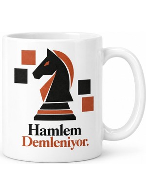 Bezos Satranç Tasarımlı Porselen Kupa - Model 421