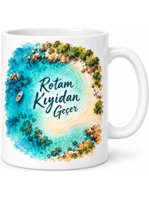 Bezos Kıyı Rotası Tasarımlı Porselen Kupa - Model 464