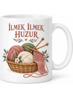 Bezos Ilmek Ilmek Huzur Örgü ve Yumak Tasarımlı Porselen Kupa - Model 263