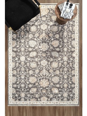 Eliz Home Eskitme Vintage Çiçekli Halı Bambu Polyester Oturma Odası Salon Mutfak Halısı 2