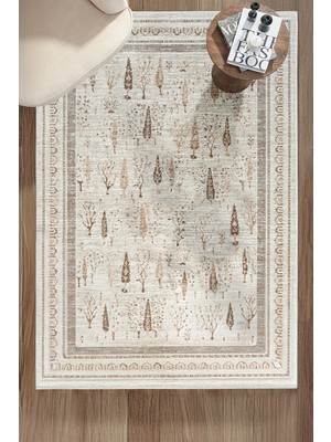 Eliz Home Eskitme Vintage Çiçekli Halı Bambu Polyester Oturma Odası Salon Mutfak Halısı 10