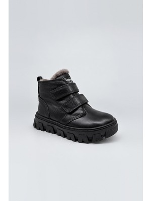 Tekiner Hakiki Deri Unisex Çocuk Bot Siyah
