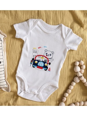 Bk Kids Sevimli Sürücü Tasarımlı Bebek Body Zıbın - Model 1 0-3 Ay