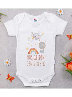 BK Gift Bk Kids Hoş Geldin Bebek Tasarımlı Beyaz Bebek Body Zıbın-7 9-12 Ay