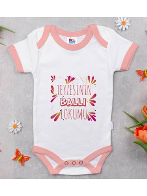 BK Gift Bk Kids Teyzesinin Ballı Lokumu Tasarımlı Pembe Bebek Body Zıbın-1 12-18 Ay