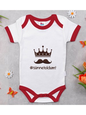 BK Gift Bk Kids Sünnet Tasarımlı Kırmızı Bebek Body Zıbın-1 12-18 Ay