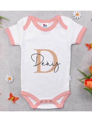 BK Gift Bk Kids Kişiye Özel Pembe Bebek Body Zıbın - Model 116 6 - 9 Ay