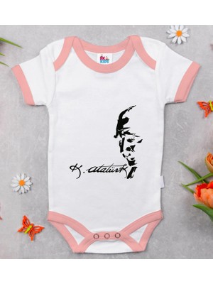 BK Gift Bk Kids Atatürk Temalı Pembe Bebek Body Zıbın-21 0-3 Ay