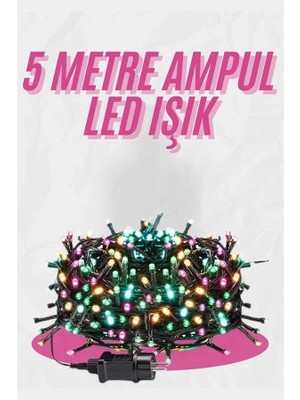Ersert Renkli LED Işık 5 Metre 50 Ampul Ile Dekoratif