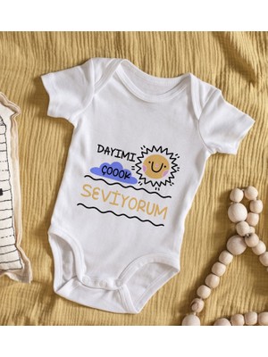 Bk Kids Dayımı Çok Seviyorum Tasarımlı Bebek Body Zıbın - Model 1 9-12 Ay