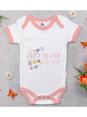 BK Gift Bk Kids Hoş Geldin Bebek Tasarımlı Pembe Bebek Body Zıbın-1 12-18 Ay