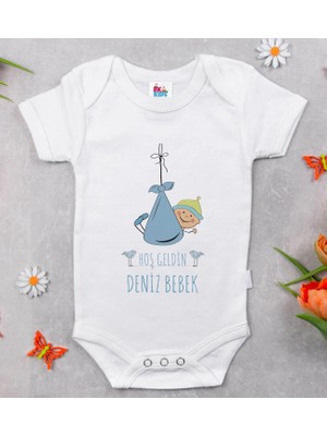 BK Gift Bk Kids Hoş Geldin Bebek Tasarımlı Beyaz Bebek Body Zıbın-9 9-12 Ay