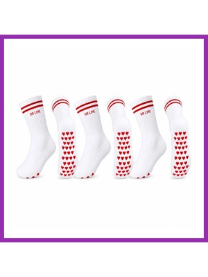 Salmore Db Lıne Kaydırmaz 4'lü Pilates Yoga Çorabı Pamuklu Silikon Tabanlı Barre Stüdyo Spor Çorabı · Renk: Beyaz · Beden: 36-40 Bty