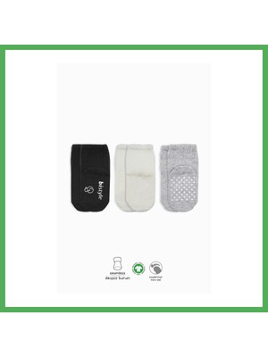 Astraltech 3'lü Basic Kaymaz Penye Soket Çorap 10107 Siyah Ekru Gri · Beden: 0-3 Ay · Renk: Siyah Ekru Gri Bezoss