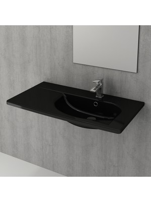 Bocchı Bocchi Taormina Arch Etajerli Lavabo 86 cm Parlak Siyah