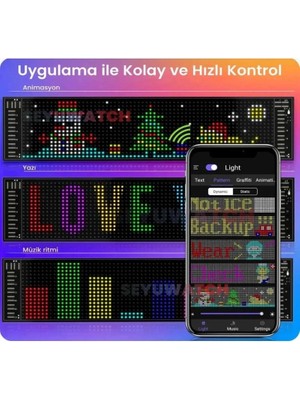 Ersert Et LED Panel Cama Yapışan Telefon Kontrollü LED Ekran Panel 16*64 LED Sayısı