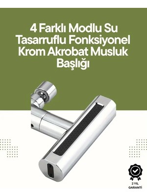 Ersert Et Krom Musluk Başlığı | 4'ü 1 Arada Su Çıkışı | Kolay Montajlı