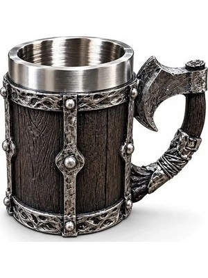 Ersert Et Viking Balta Kulplu 3D Paslanmaz Çelik Kupa Bardak TCX6263