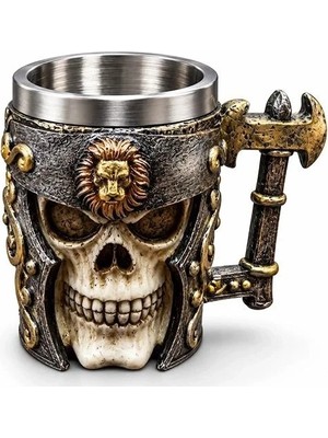 Ersert Et Kuru Kafa Figürlü 3 D Kabartmalı Paslanmaz Çelik Kupa Bardak TCX6505