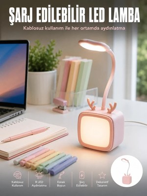 Ersert Ers Esnek Gövdeli LED Masa Lambası Taşınabilir Gece Aydınlatması