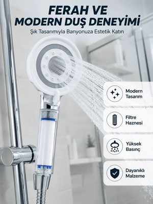 Ersert Ers Mineral Taşlı Filtreli Duş Başlığı Güçlü Su Basınçlı Banyo Başlığı