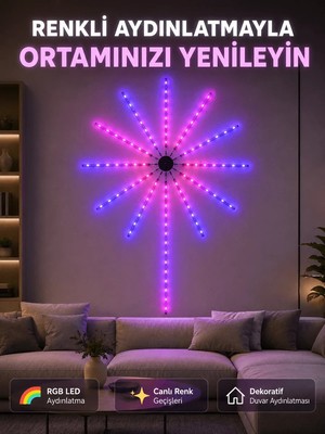 Ersert Ers Rgb LED Dekoratif Duvar Lambası Iç Mekân Telefon Kontrollü Ortam Aydınlatması