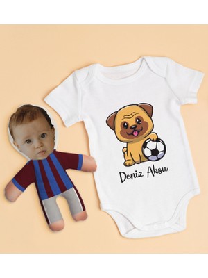 BK Gift Bk Kids Kişiye Özel Fotoğraflı Bebek Yastık ve Bebek Body Zıbın Hediye Seti - Model 5.2 0-3 Ay