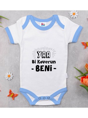 BK Gift Bk Kids Koverun Beni Tasarımlı Mavi Bebek Body Zıbın-1 9-12 Ay