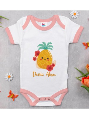 BK Gift Bk Kids Kişiye Özel Pembe Bebek Body Zıbın - Model 196 6 - 9 Ay
