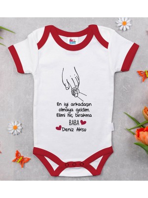 BK Gift Bk Kids Kişiye Özel En Iyi Arkadaşın Olmaya Geldim Tasarımlı Kırmızı Bebek Body Zıbın-1 3-6 Ay