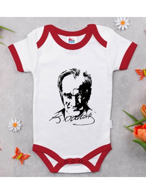 BK Gift Bk Kids Atatürk Temalı Kırmızı Bebek Body Zıbın-13 9-12 Ay