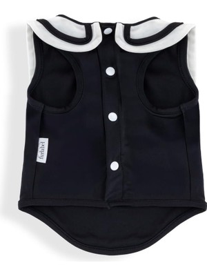 Str Store Bebe Yaka Iki Renkli Köpek ve Kedi Tişört (Siyah, X-Small)