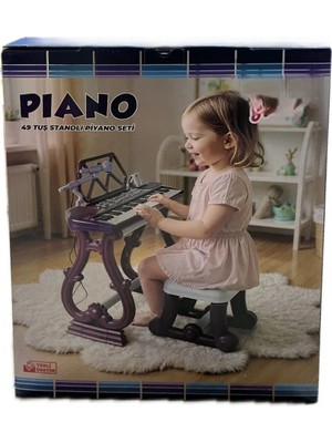 Ersert Müzikal Eğlence 49 Tuşlu Piano Org Mor Renkli