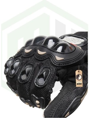 Str Store Biker Tam Parmak Korumalı ve Nefes Alabilen Telefon Uyumlu Motosiklet & Bisiklet Eldiveni Pro