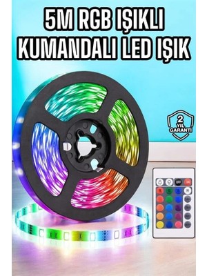 Ersert Renkli LED Işık Şeridi 5 Metre Uzunlukta Kumandalı
