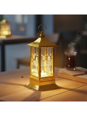 Ersert Ers- Ramazan Temalı Gold Kare Kubbe LED Lamba