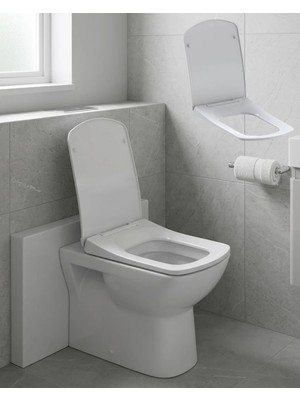 Ersert Ers- Kare Slim Klozet Kapağı Sessiz Kapanma Dayanıklı Tasarım