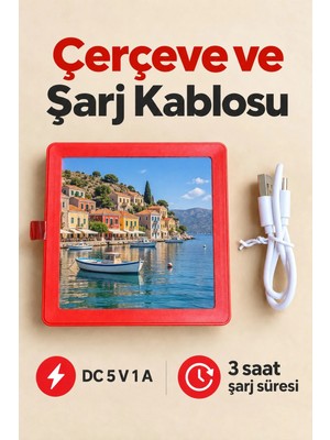 Ersert Ers- Müzikli Fotoğraf Çerçevesi Bluetooth Bağlantılı Kırmızı Masaüstü Tasarım