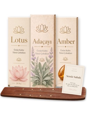 Mear Home Sessiz Sabah Premium Meditasyon Yoga Tütsü Seti 60 Adet Çubuk Tütsü Kayıklı Hediye