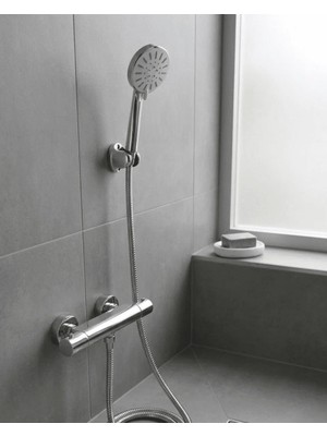 Ersert Ers- Krem Duş Başlığı Seti 4 Kademeli El Duşu Spiral Hortumlu Banyo Seti