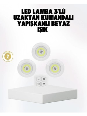 Ersert Ers- Kablosuz Gün Işığı 3’lü LED Spot Lamba Kumandalı
