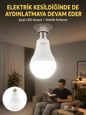 Ersert Ers- Acil Durumlar Için Şarjlı LED Ampul 6400K Soğuk Beyaz 30 Watt Yeni Nesil
