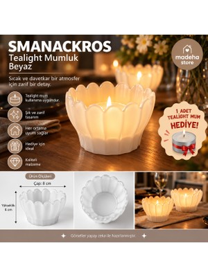 IKEA Smanackros Tealight Mumluk , Beyaz, 6 cm - Madeha Store - 1 Adet Tealight Mum Hediyeli