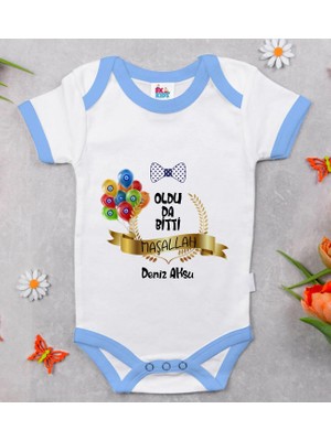 BK Gift Bk Kids Kişiye Özel Mavi Bebek Body Zıbın - Model 100 9-12 Ay