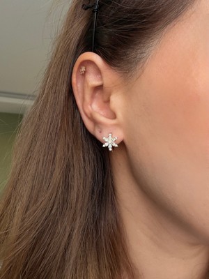 Nes Design 14K Özel Seri Çiçek Figür Taşlı Küpe