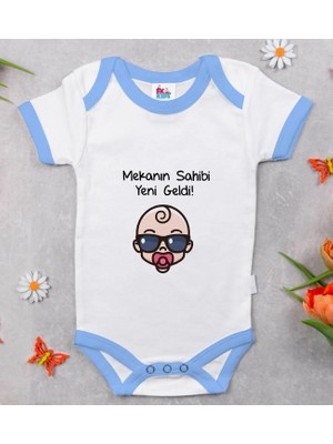 BK Gift Bk Kids Mekanın Sahibi Yeni Geldi Tasarımlı Mavi Bebek Body Zıbın-1 12-18 Ay