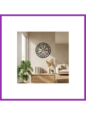 Salmore Viking Pusulası Vegvisir Duvar Tablosu Mdf Lazer Kesim Nordik Duvar Süsü Modern Dekor Bty