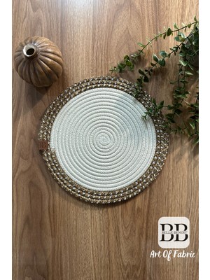 Belle Benoit El Yapımı Hasır Jüt Supla Tekli, Bohem Lüks Supla, Amerikan Servis Supla Çapı 33 Cm.